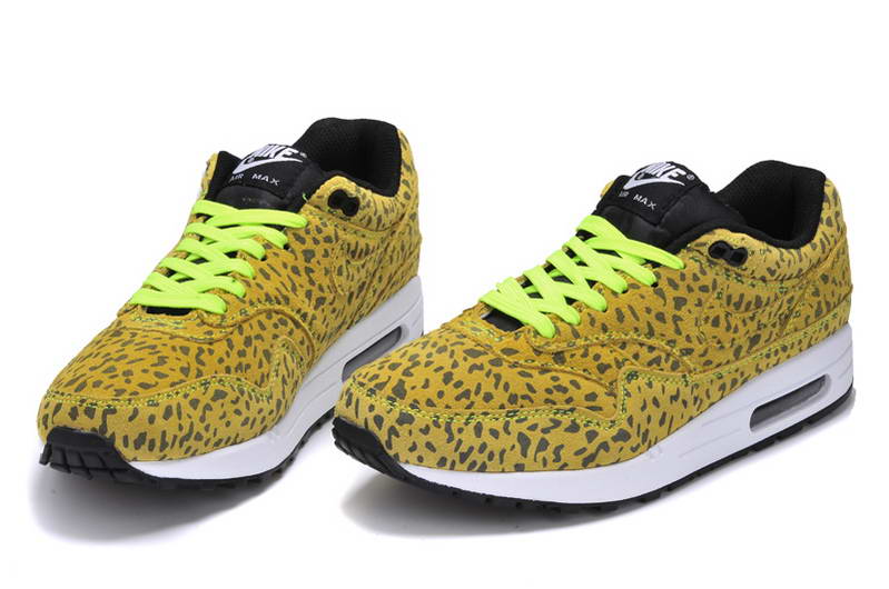 Nike Air Max 1 87 fourrure Chaussures Hommes Jaune Leopard (1)
